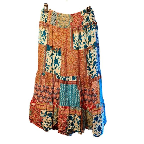 Calessa patchwork floral skirt knee length size xl - Picture 1 of 5